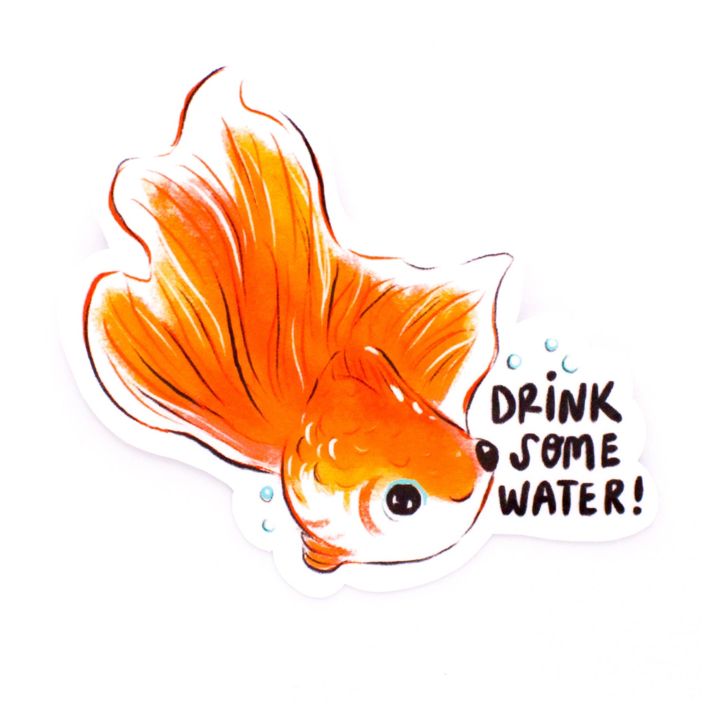 Drink Some Water Goldfish Vinyl Sticker