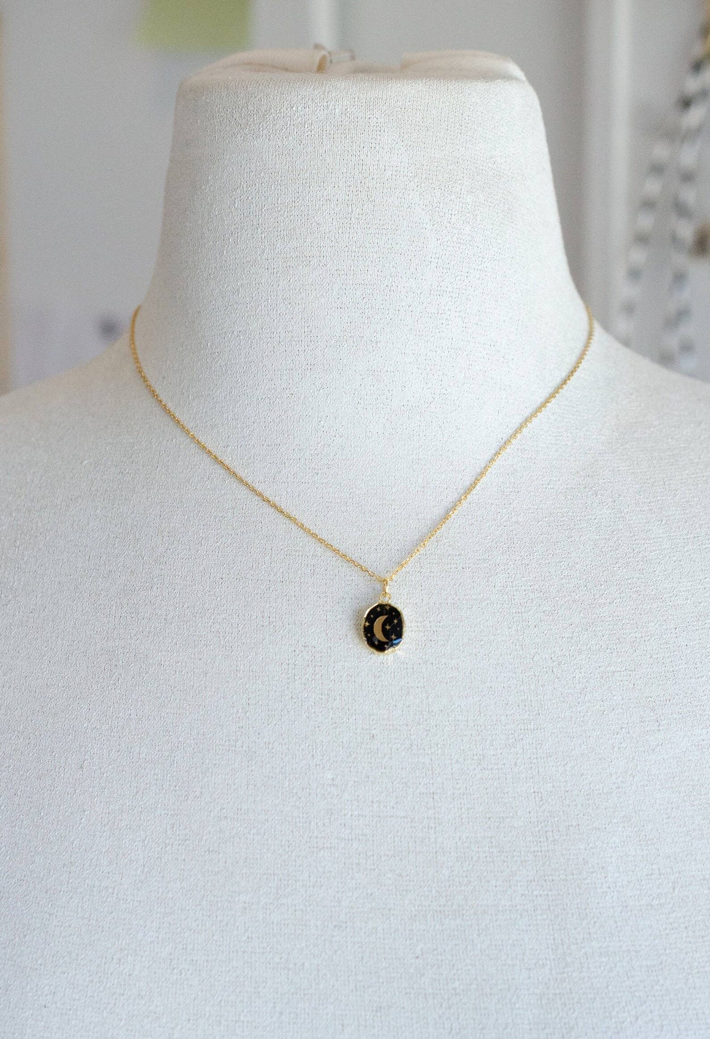 Onyx Moon Pendant Necklace