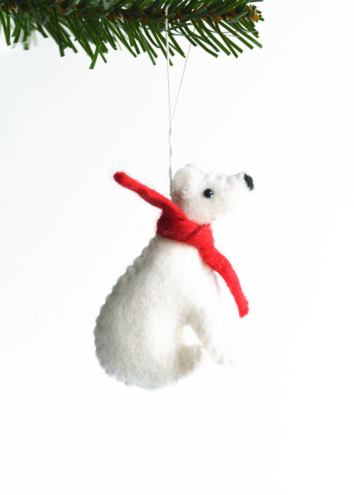 Handmade  Polar Bear   Felt Ornament