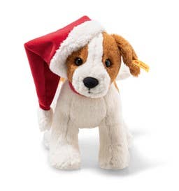 Snuffy Puppy Dog Plush with Santa Hat for Holiday