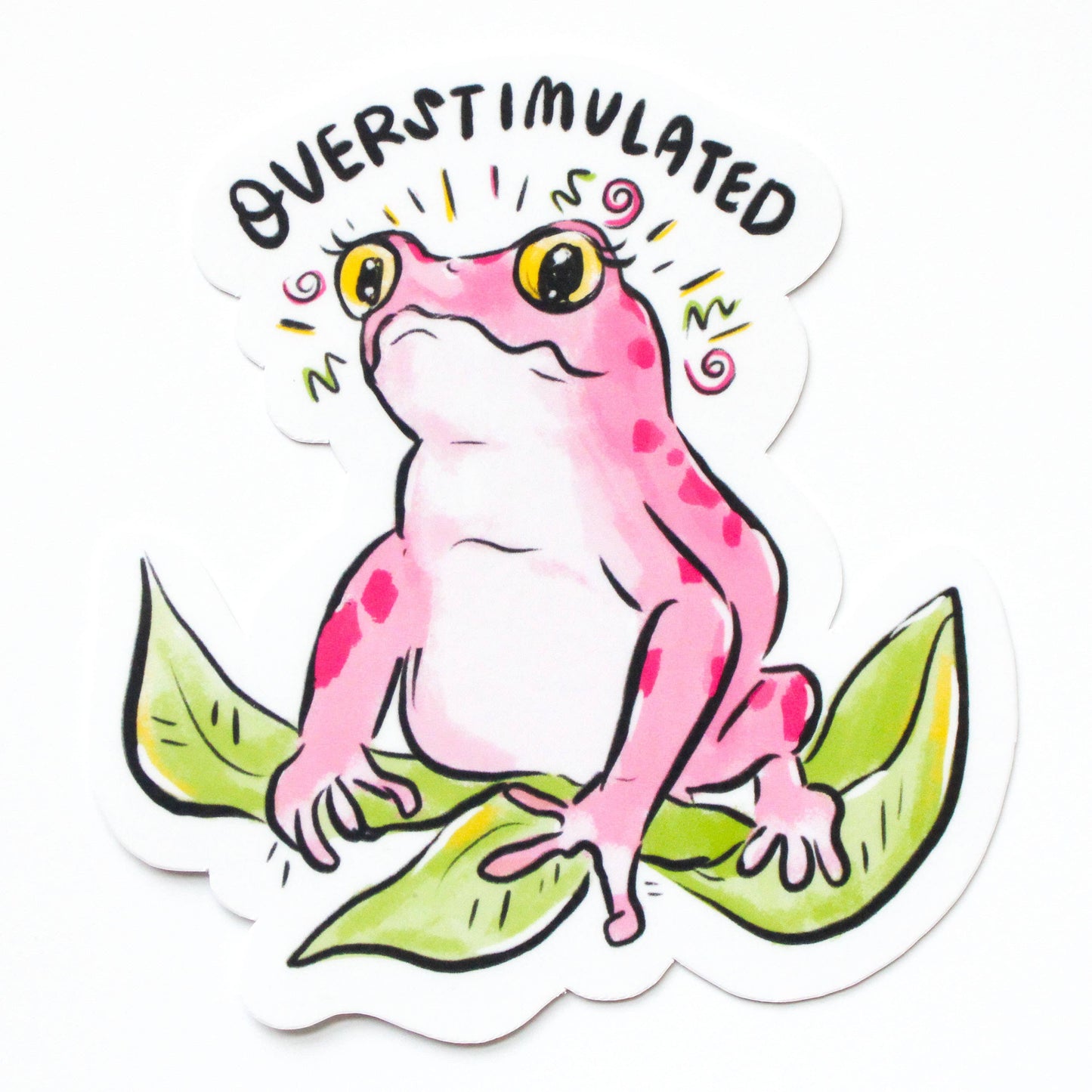 Overstimulated Frog Vinyl Sticker