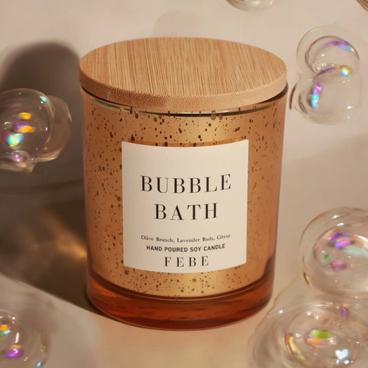 Bubble Bath - Lavender + Olive Branch 7oz Gold Glass Candle