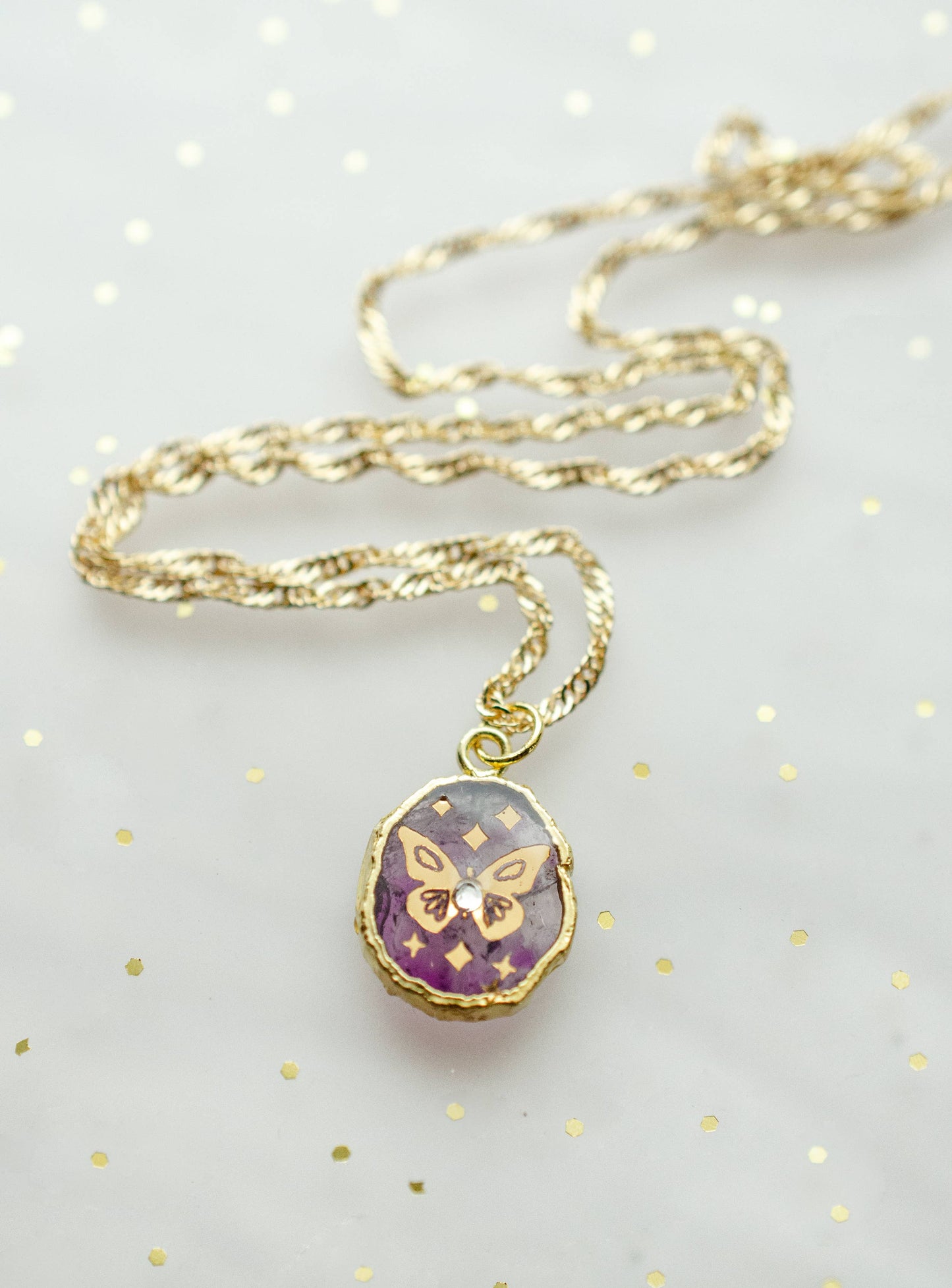 Amethyst Butterfly Necklace