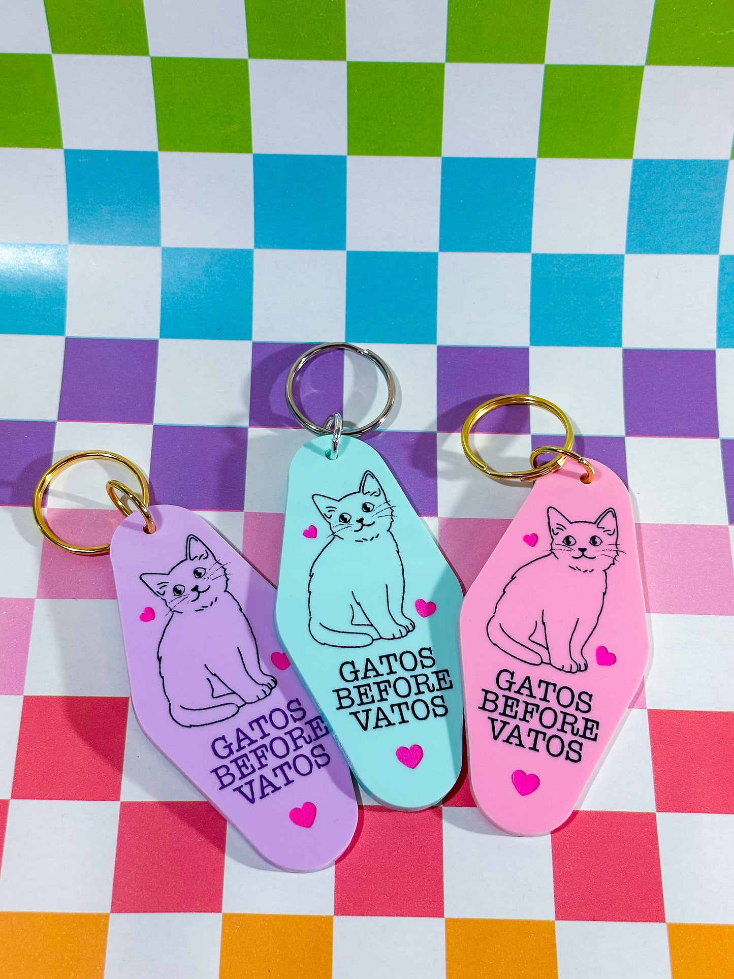 Gatos Before Vatos - Laser Cut & Hand Painted Keychain!