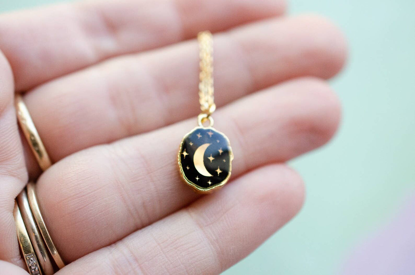 Onyx Moon Pendant Necklace