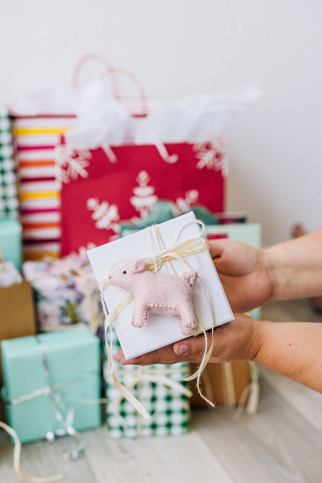 Handmade Pig Felt Ornament