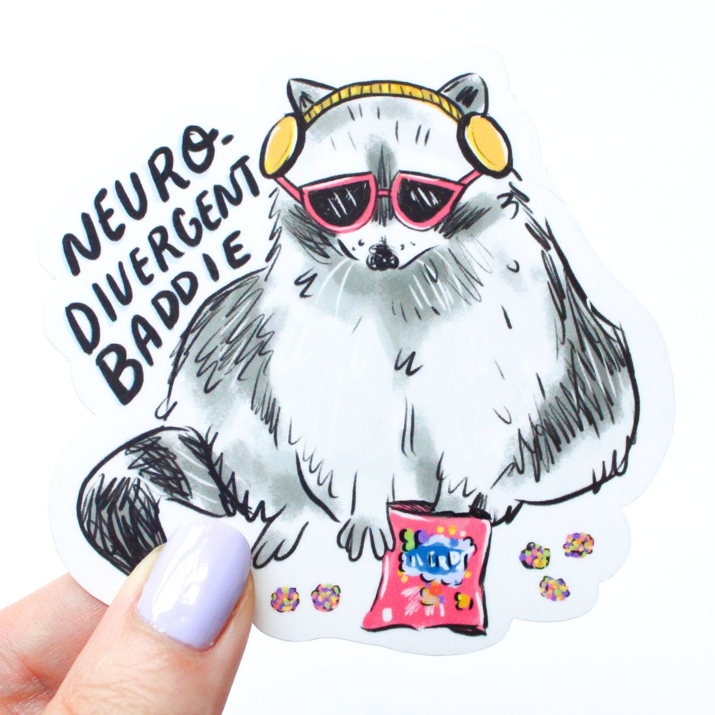 Neurodivergent Raccoon Vinyl Sticker