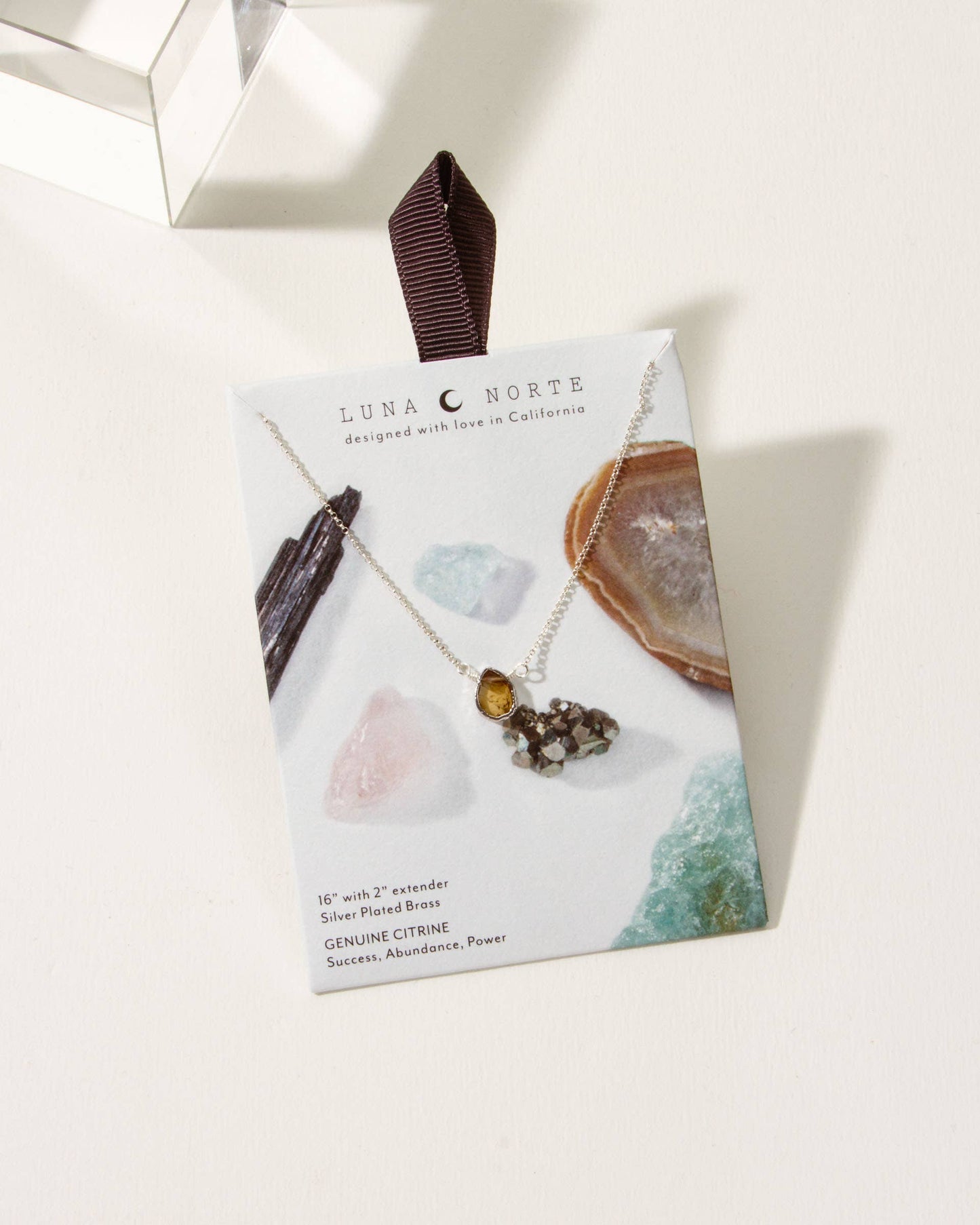 Silver Delicate Gemstone Necklace- Citrine