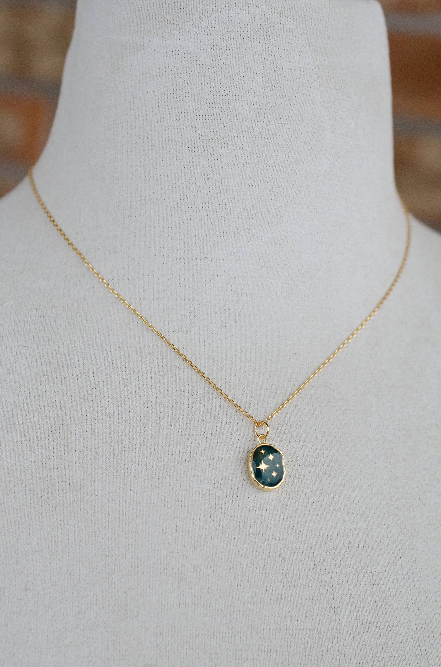 Celestial Gemstone Pendant Necklace - Apatite Stars