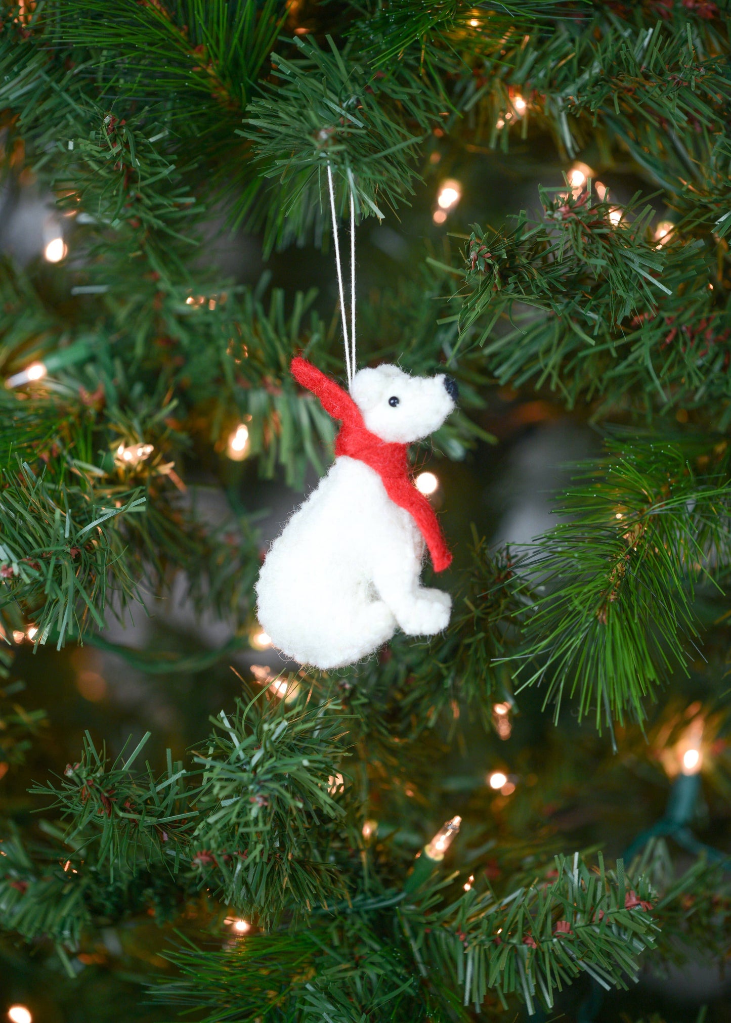 Handmade  Polar Bear   Felt Ornament