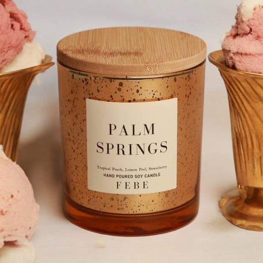 Palm Springs - Strawberry Lemon Ice 7 oz Gold Glass Candle