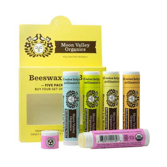 5 Pack Beeswax Lip Balm