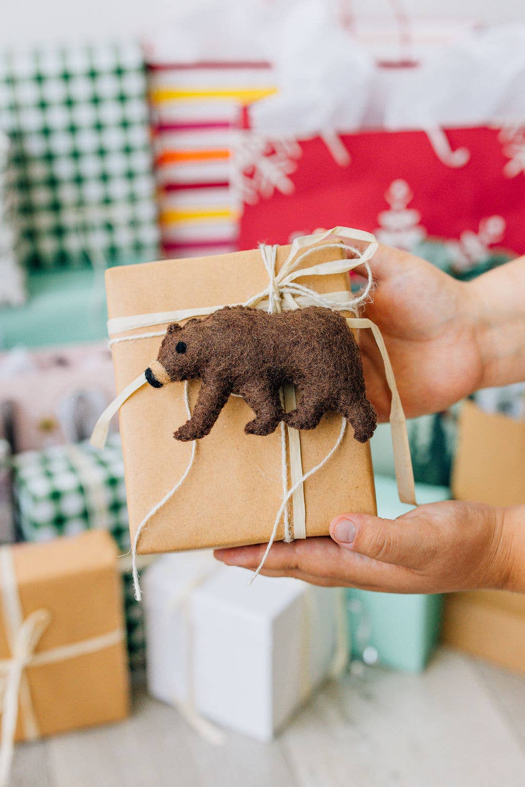 Handmade Brown Bear Felt Ornament