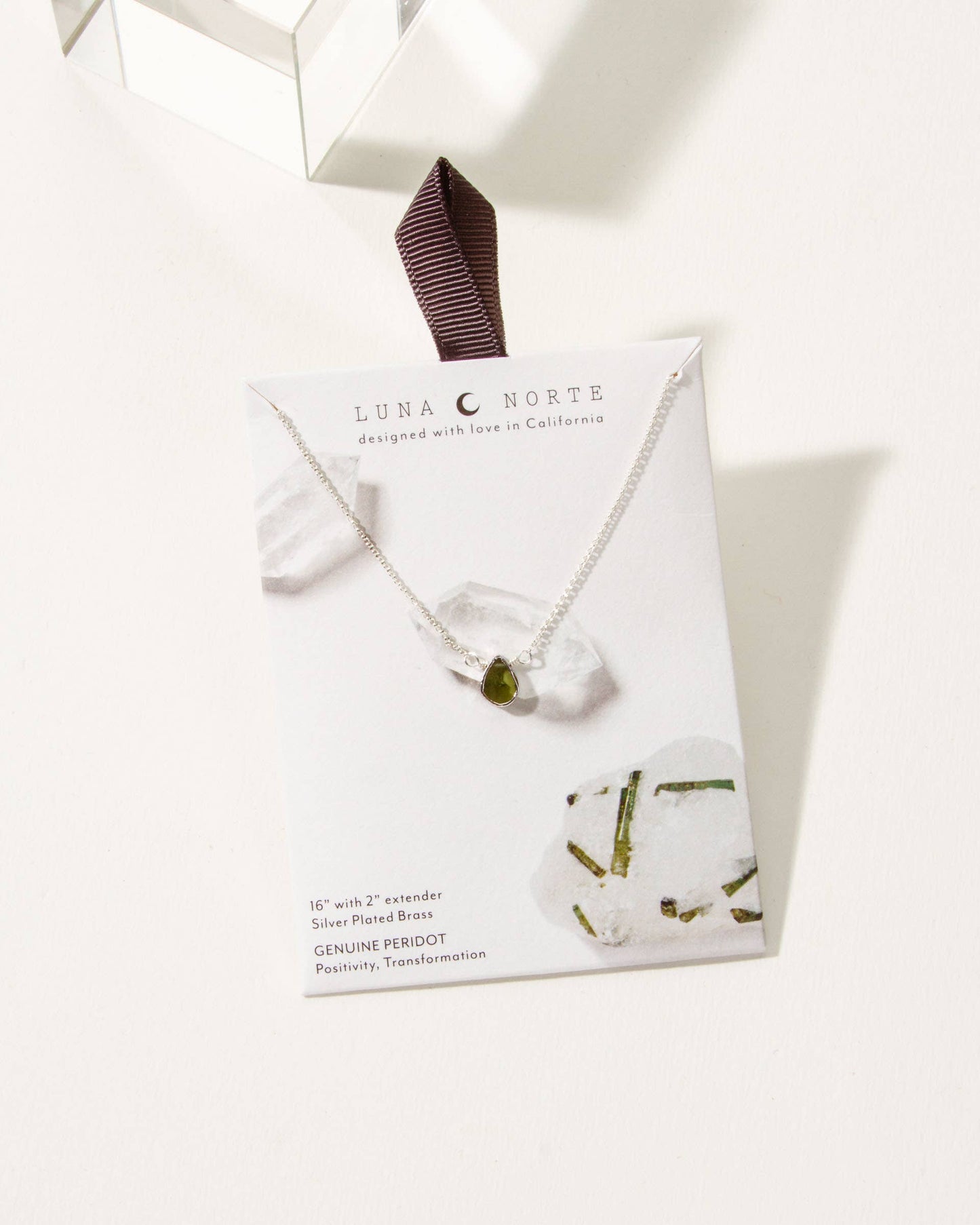 Silver Delicate Gemstone Necklace- Peridot