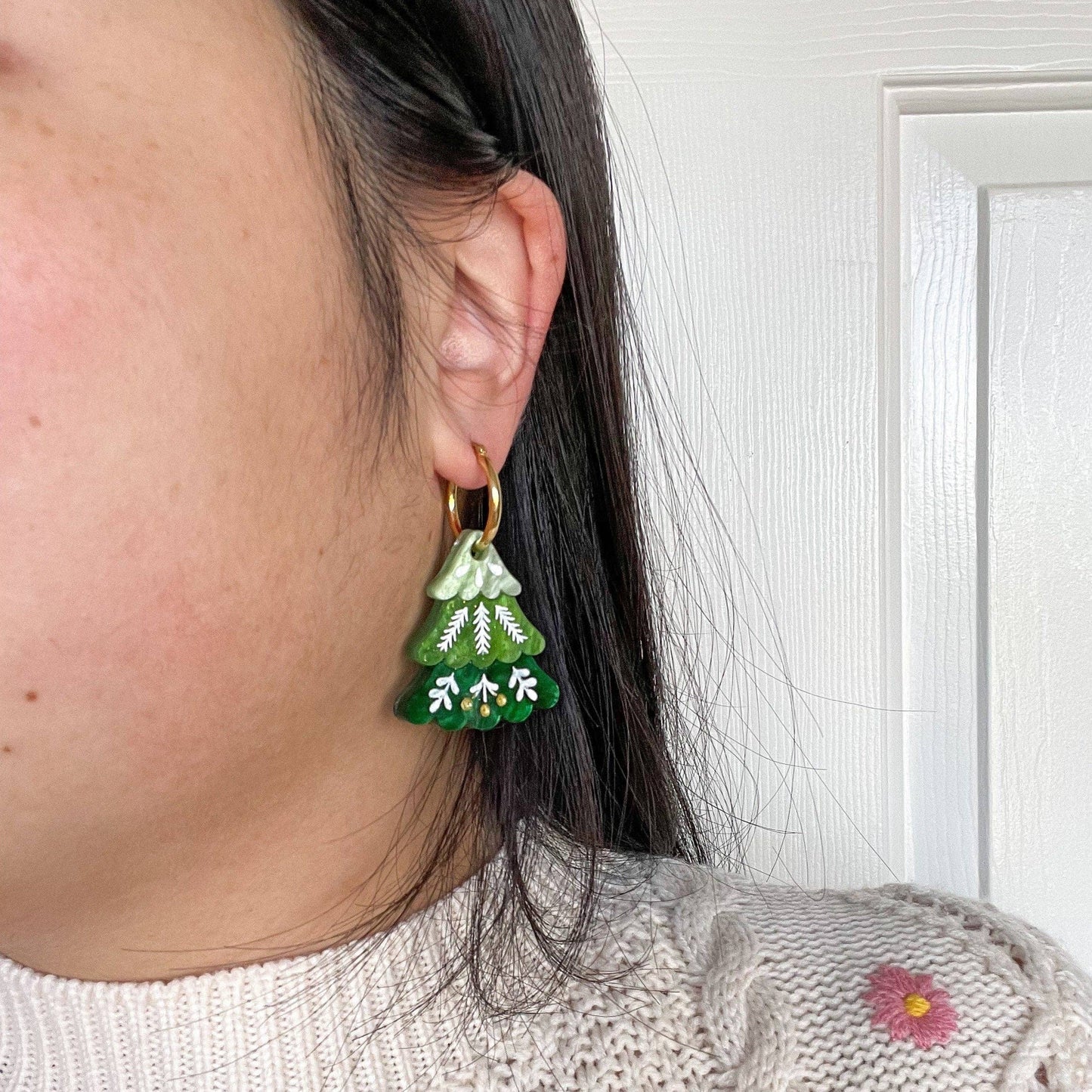 Folk Christmas Tree Earrings