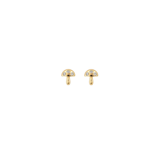 Tiny Mushroom Crystal Stud Earrings