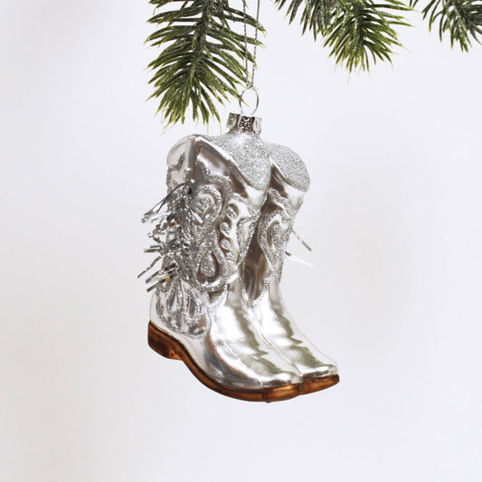 Cowboy Boot Boxed Glass Ornament