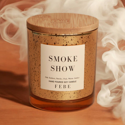 Smoke Show - Oak Embers + Amber 7 oz Gold Glass Candle