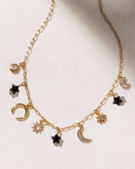 Starlit Trail Charm Necklace - Black Onyx