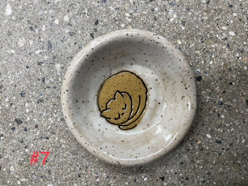 3" Handmade Ceramic Cat Dish