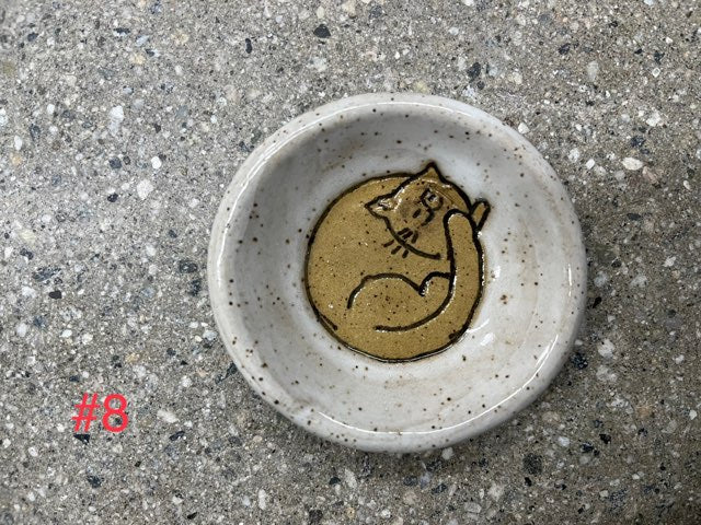 3" Handmade Ceramic Cat Dish