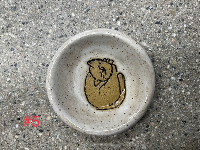 3" Handmade Ceramic Cat Dish