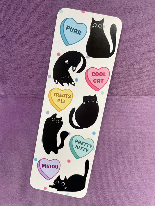 Valentine's Black Cat Bookmark