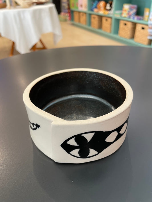 4" Handmade Ceramic Bowl with a Snake Design