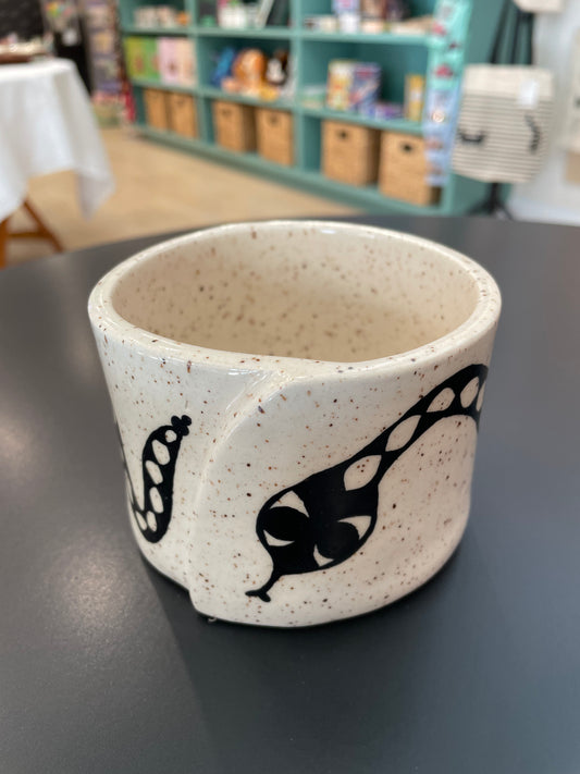 3" Handmade Ceramic Bowl with a Snake Design