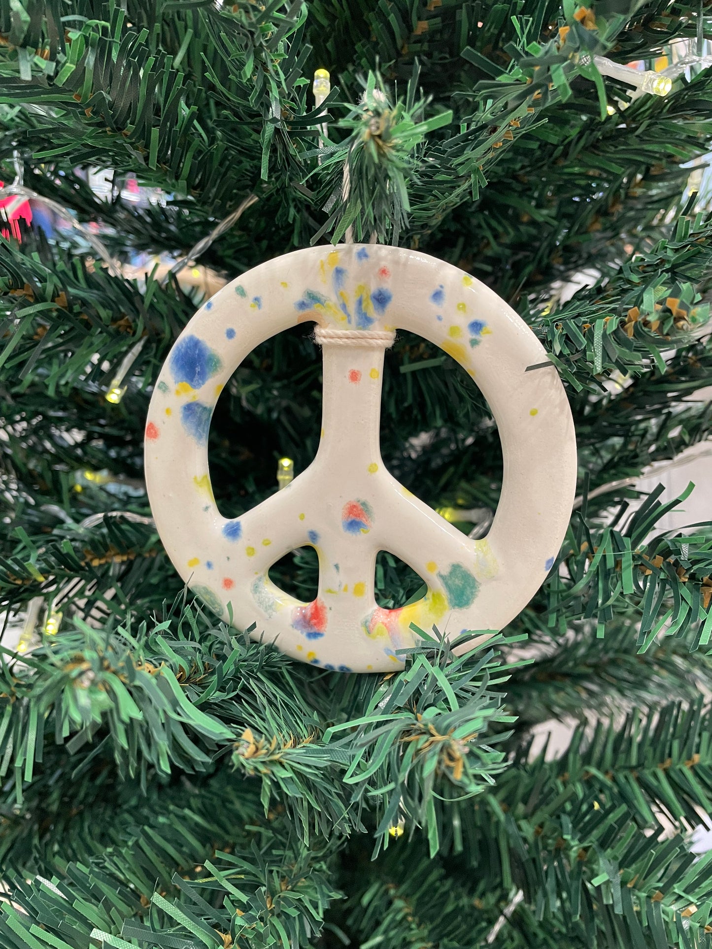 4" Handmade Ceramic Peace Sign Ornament Janinne Gregg