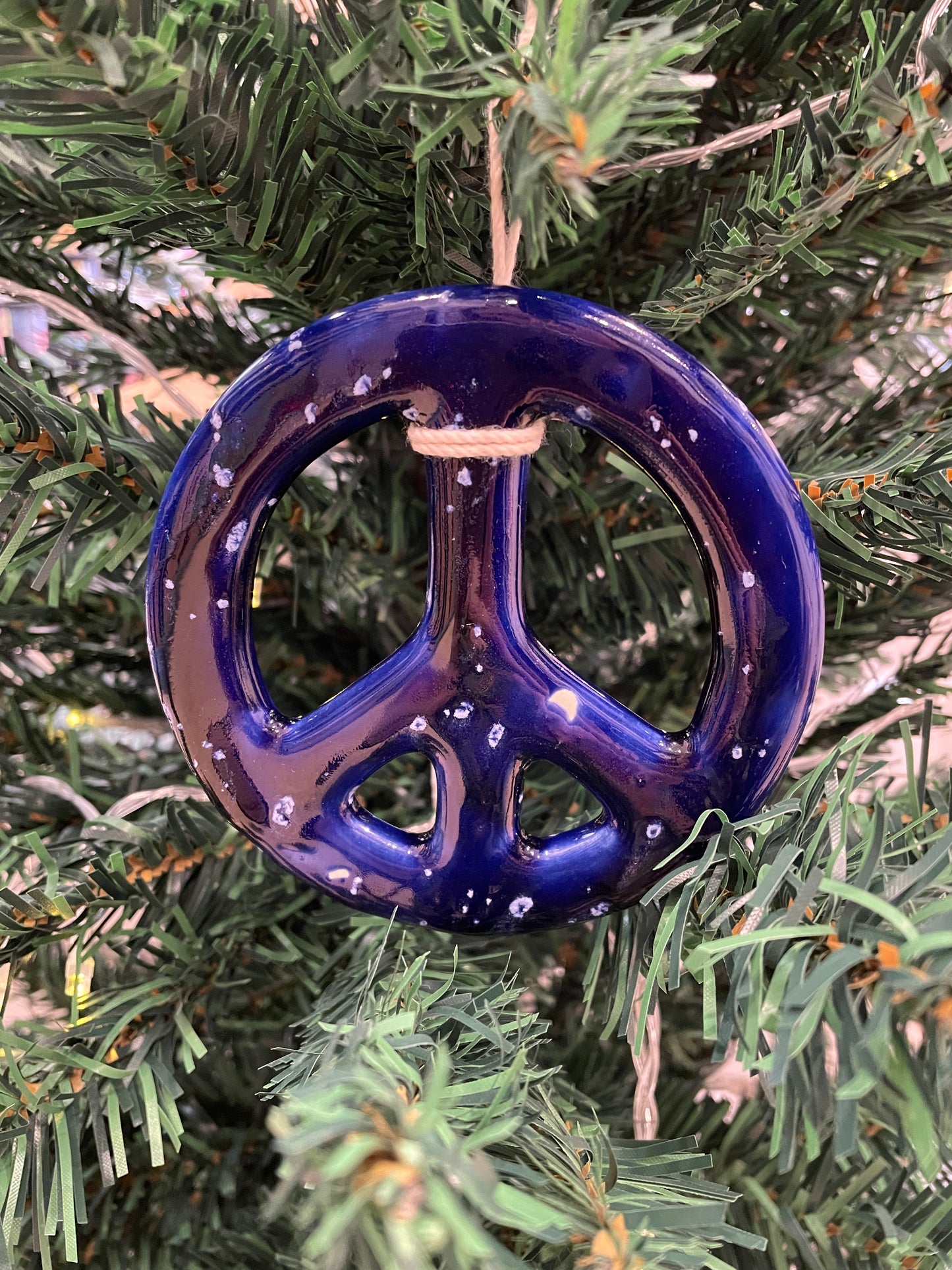 4" Handmade Ceramic Peace Sign Ornament Janinne Gregg