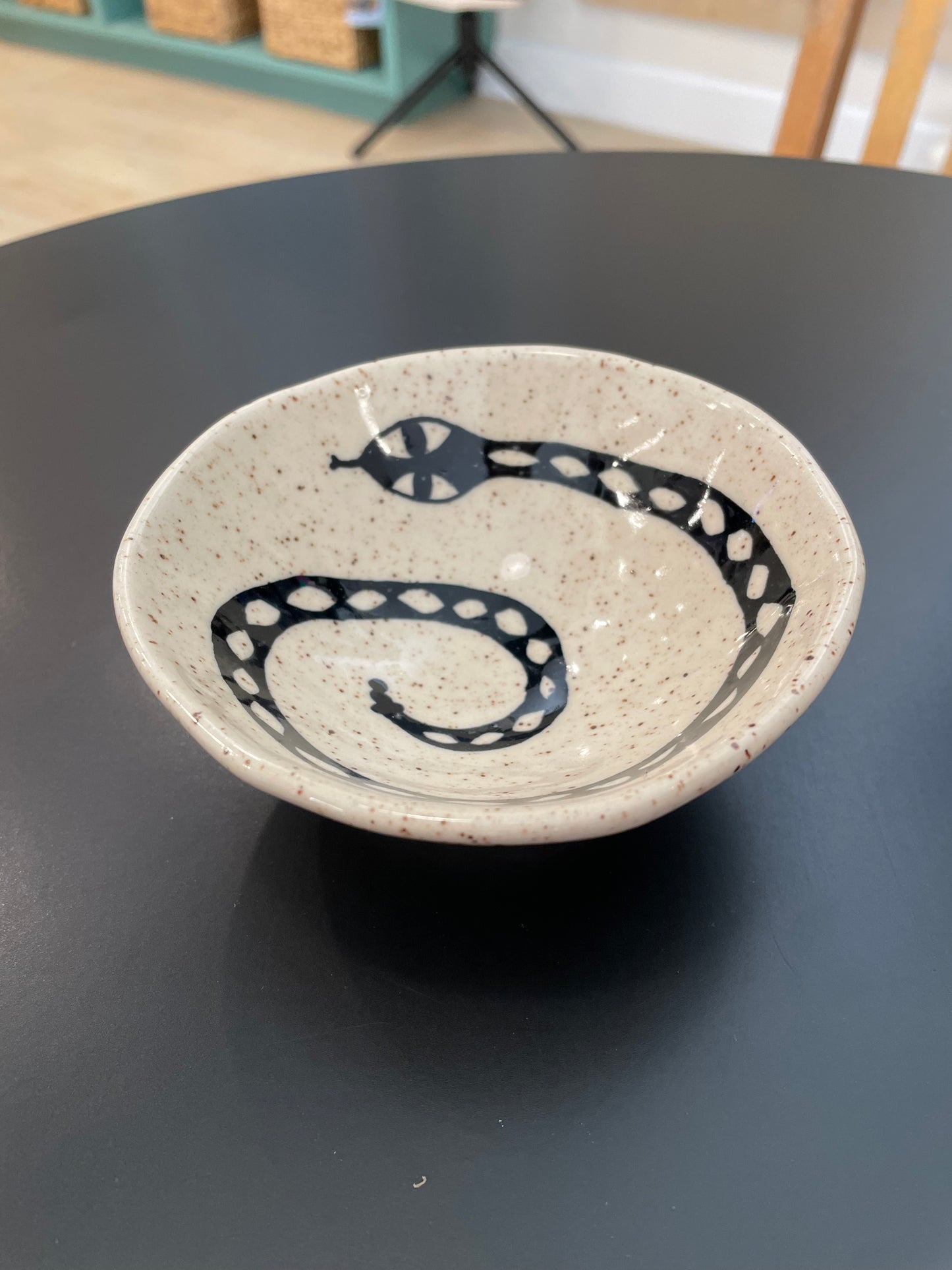 4"-5" Handmade Ceramic Bowl with Snake Design