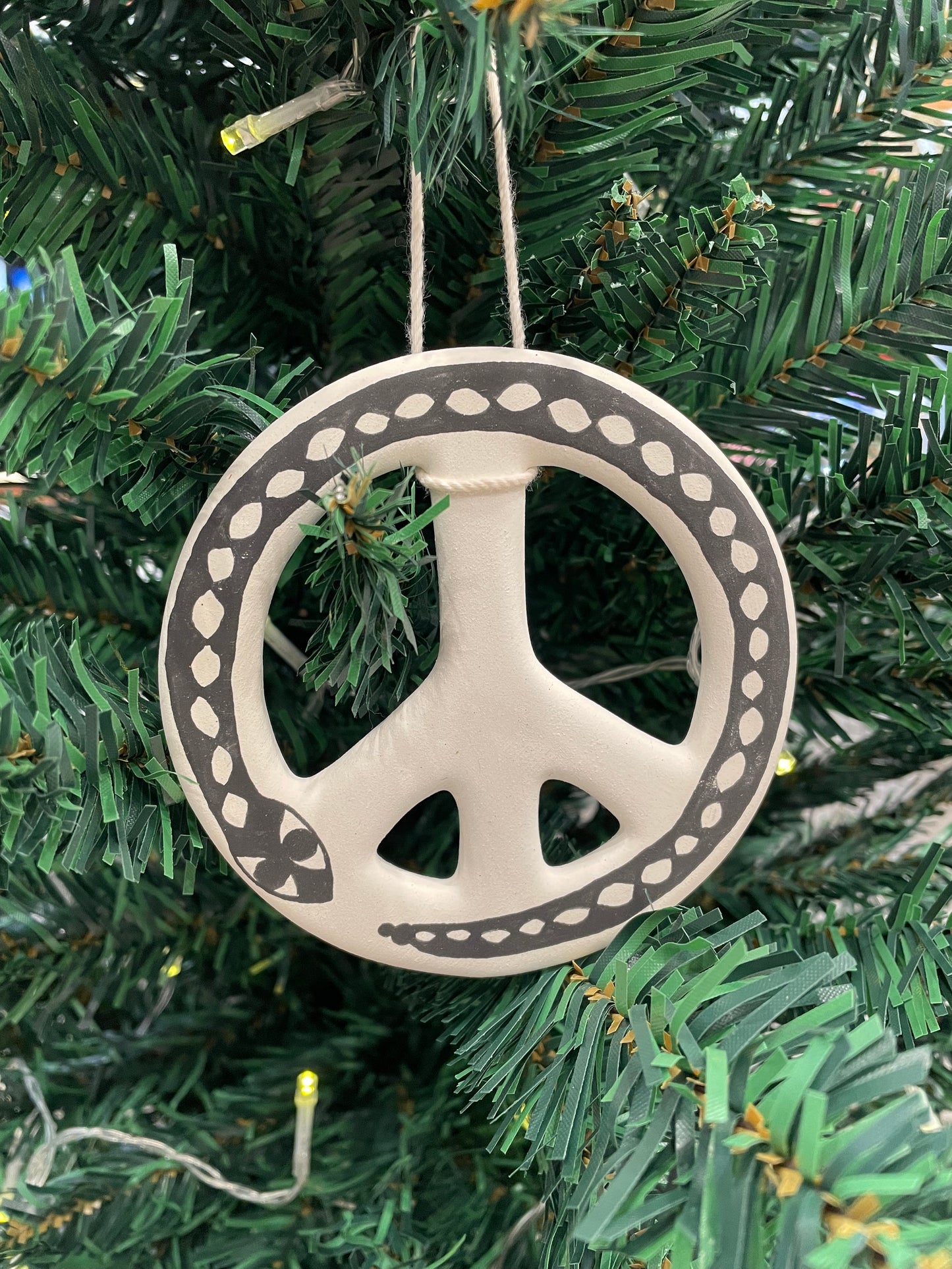 4" Handmade Ceramic Peace Sign Ornament Janinne Gregg