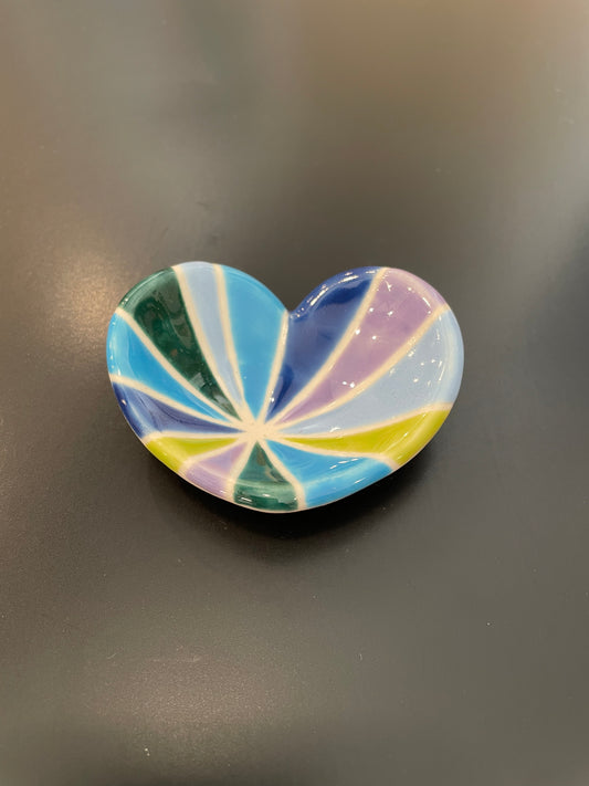 2"-3" Handmade Ceramic Heart Ring Dish Multi Color