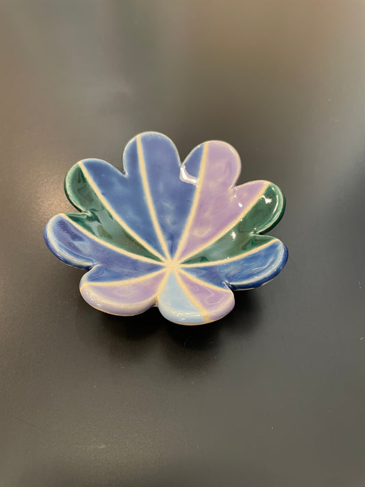 2"-3" Handmade Ceramic Flower Ring Dish Multi Color