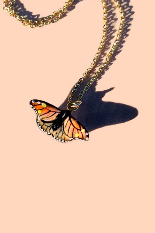 Tiny Flutter Monarch Necklace