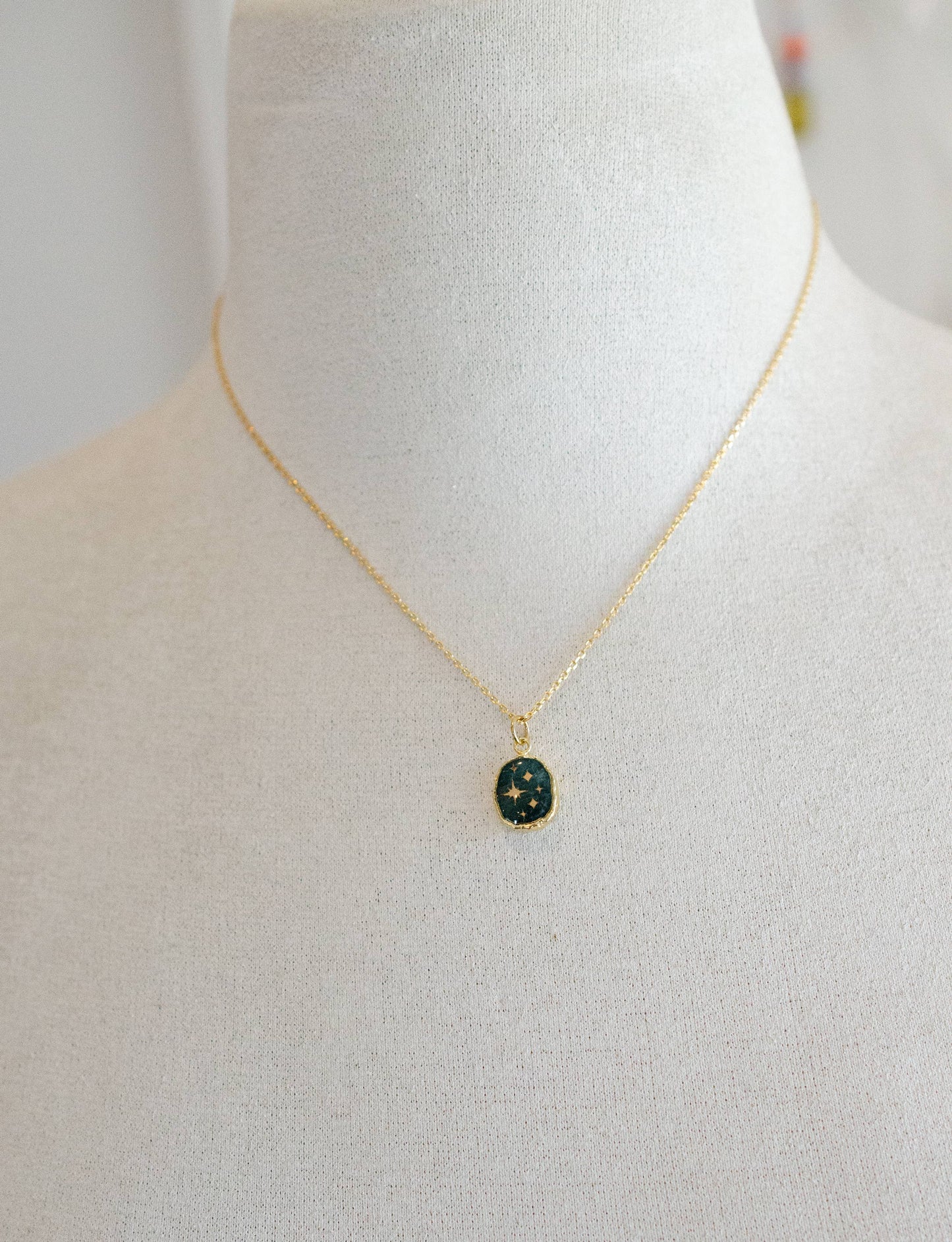 Celestial Gemstone Pendant Necklace - Apatite Stars