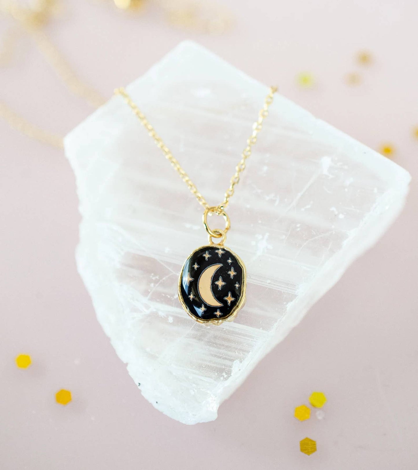 Onyx Moon Pendant Necklace