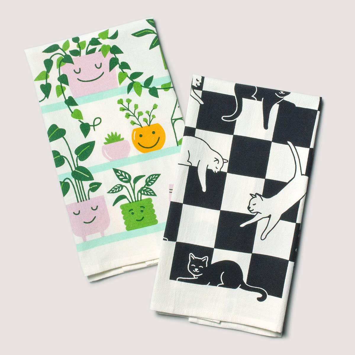 Checker Cat Tea Towel