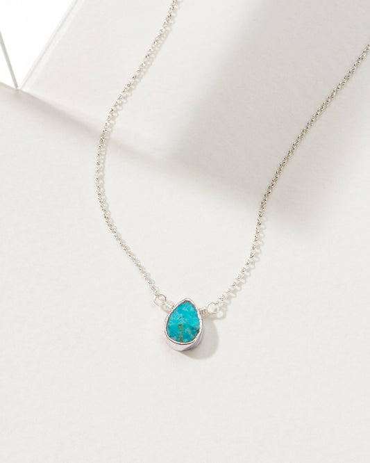 Silver Delicate Gemstone Necklace- Turquoise