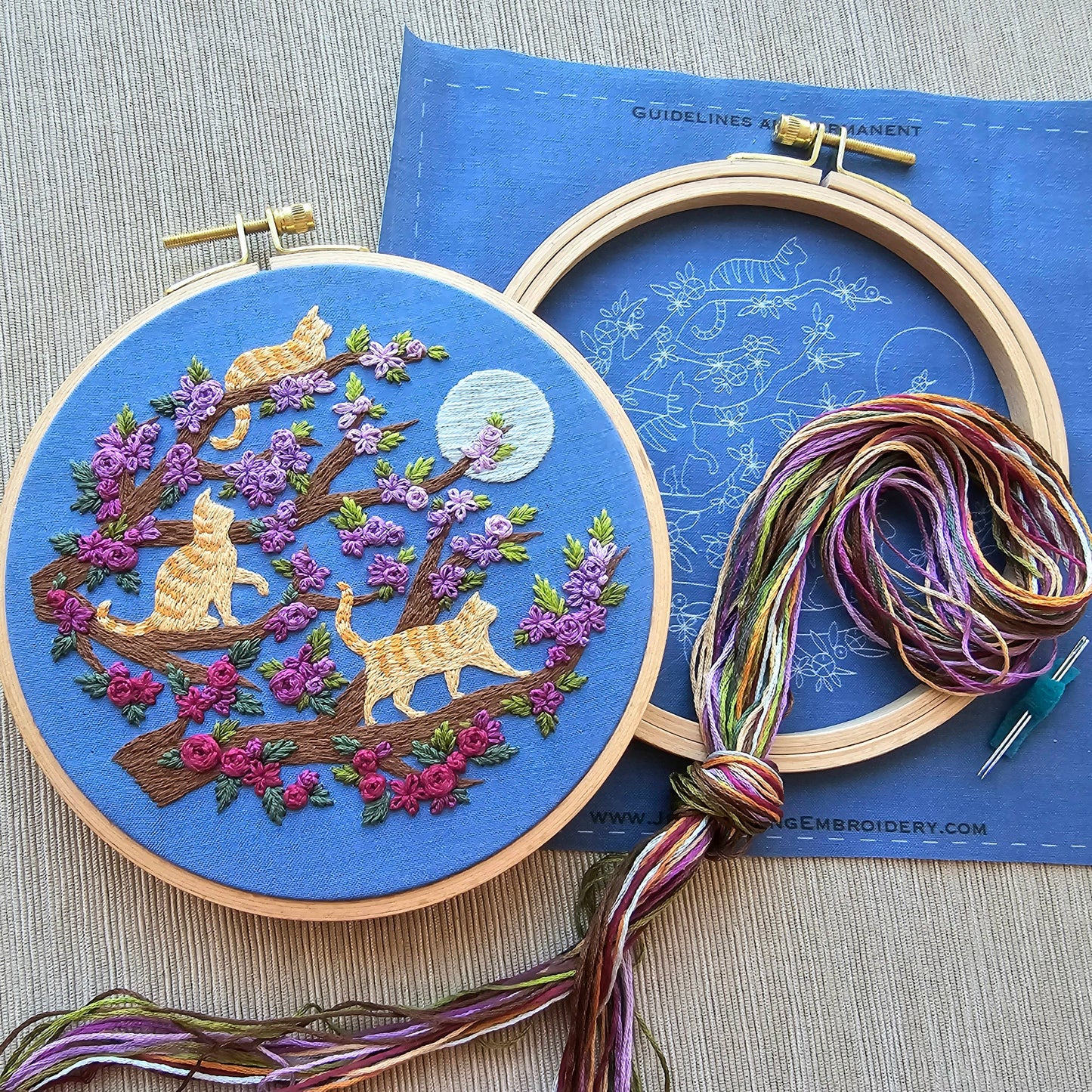 Cats & Full Moon Embroidery Kit