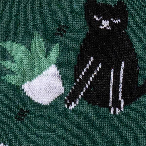 Turn Cuff Crew Sock: I Love Cats & Books