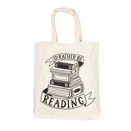 I'd Rather Be Reading Books Cotton Canvas Tote Bag