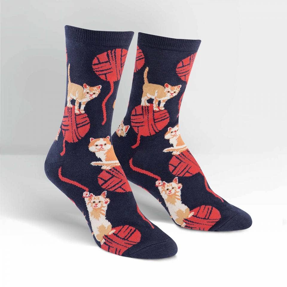 Women's Crew Sock: Kitten Knittin'