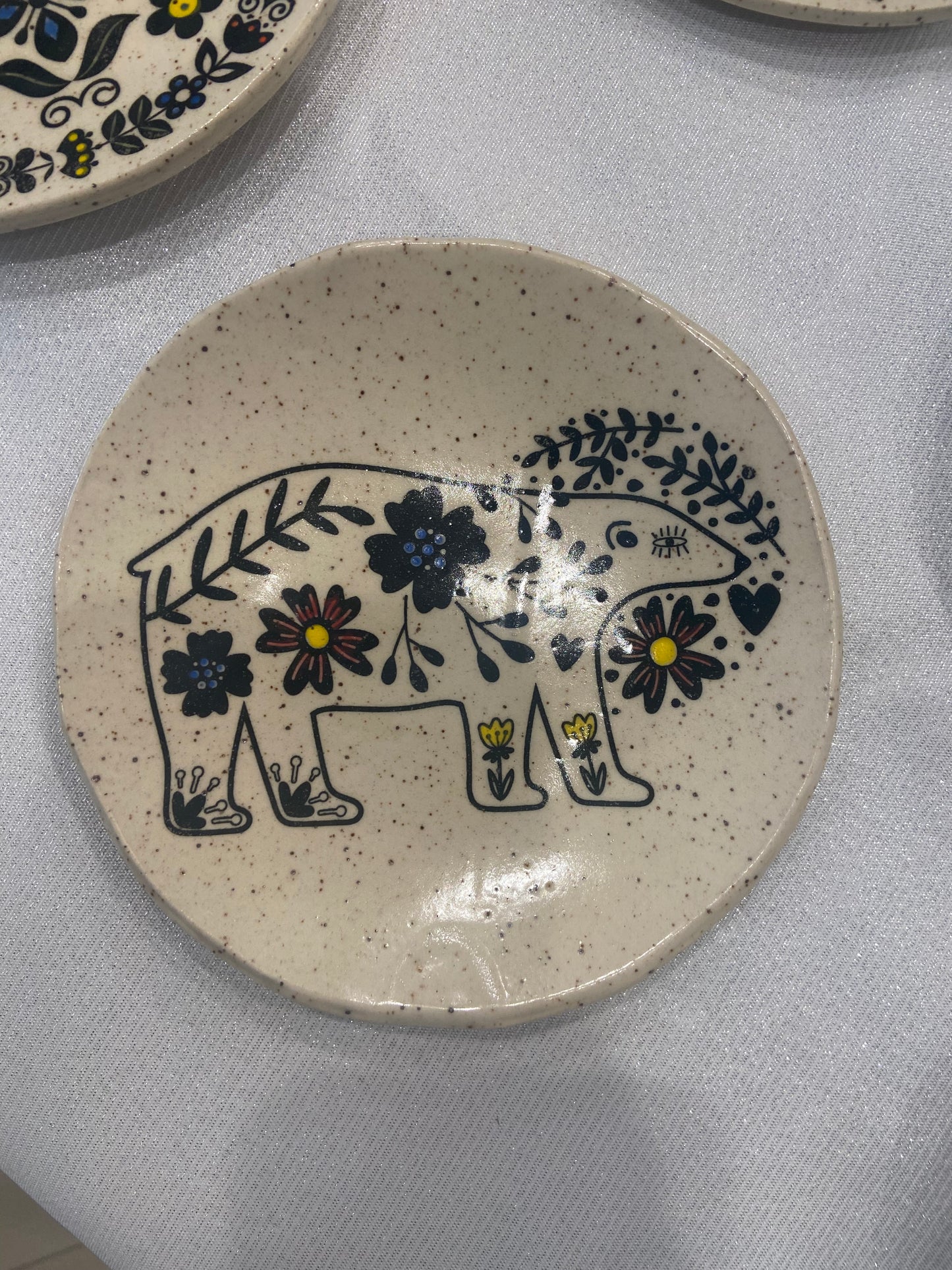 5"-6" Ceramic Dish - Bear (Black Outline)