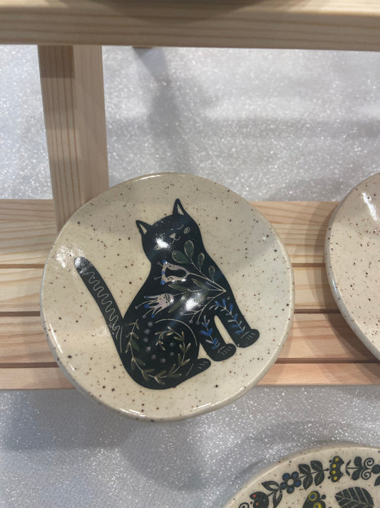 3"-4" Ceramic Animal Dish - Black Cat