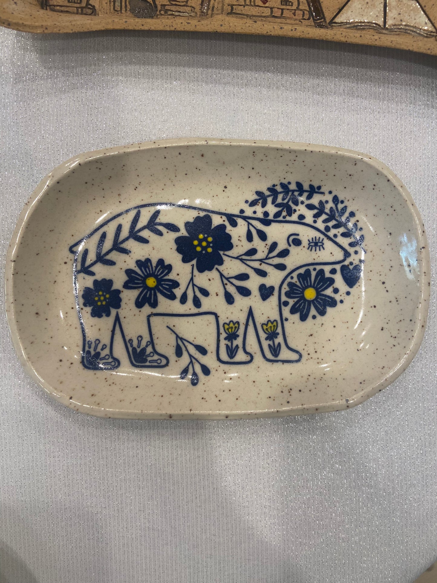 5"-6" Ceramic Dish - Bear (Navy Outline)