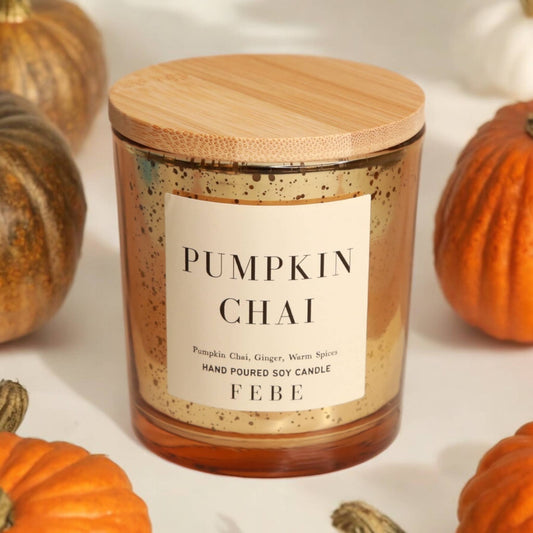 Pumpkin Chai - Chai + Warm Spices 5oz Gold Glass Candle