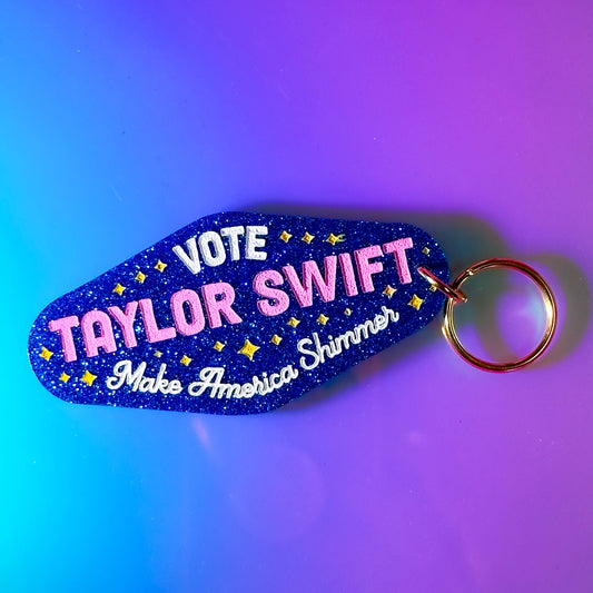 VOTE TAYLOR SWIFT - Make America Shimmer - Glitter Keychain!