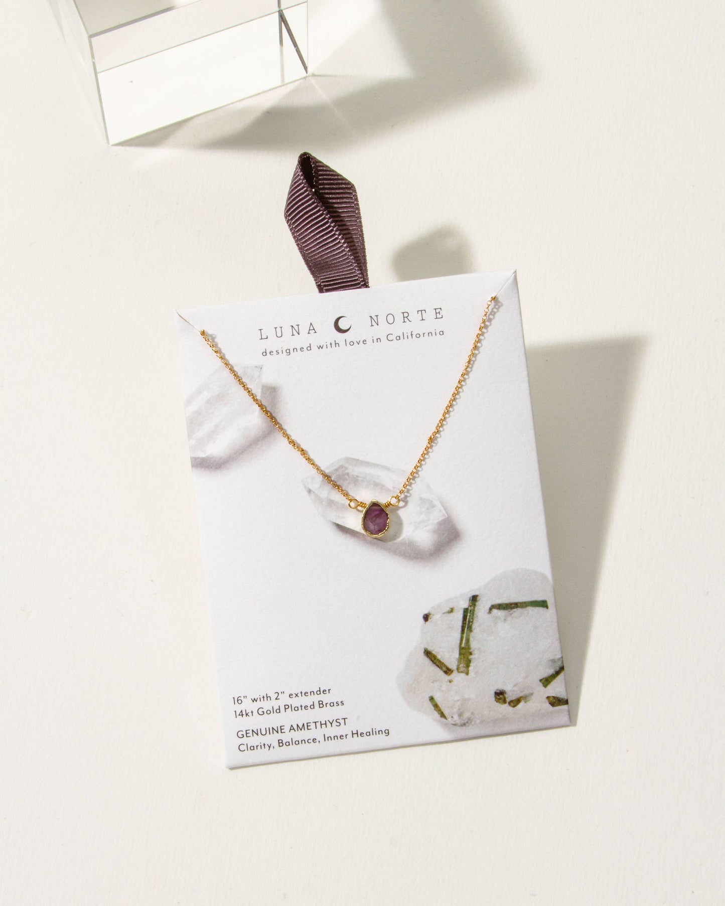 Gold Delicate Gemstone Necklace- Amethyst